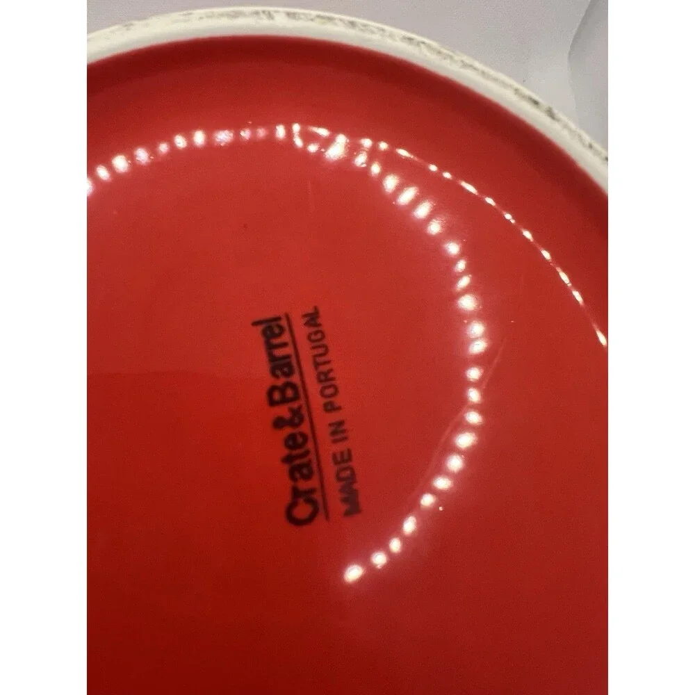 Crate & Barrel Red Mixing Nesting Bowl large mixing white